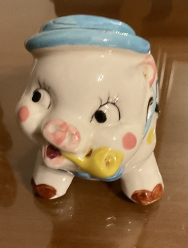 Vintage pig planter - with, hat